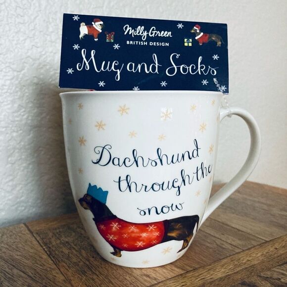 NWT 2-pc Christmas Dachshund Dog Mug & Socks Set - Picture 5 of 7